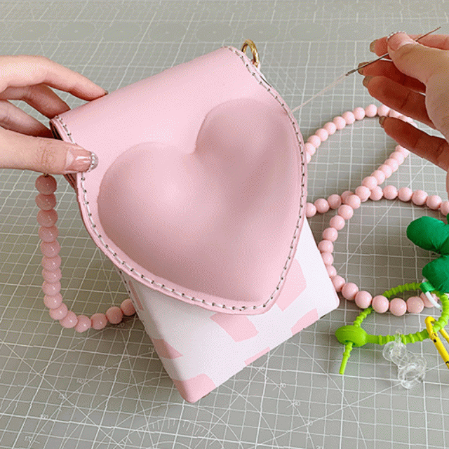 DIY 하트 팡팡 미니 크로스백 가방 만들기
